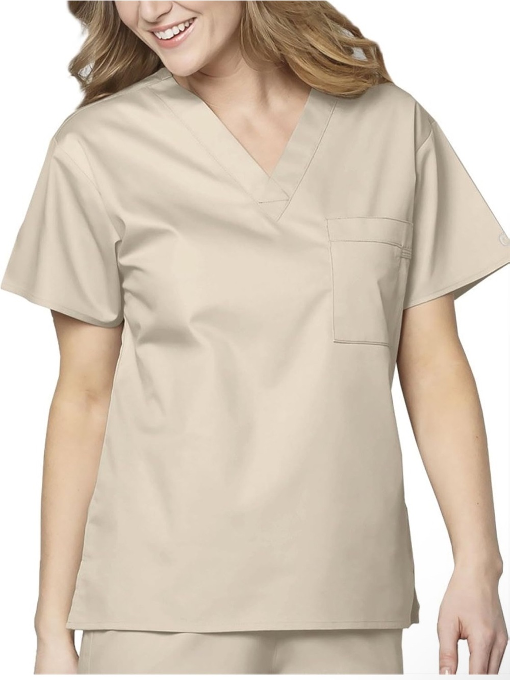 Wonder Work Wink Classic V-Neck Medical Scrub Top - Beige